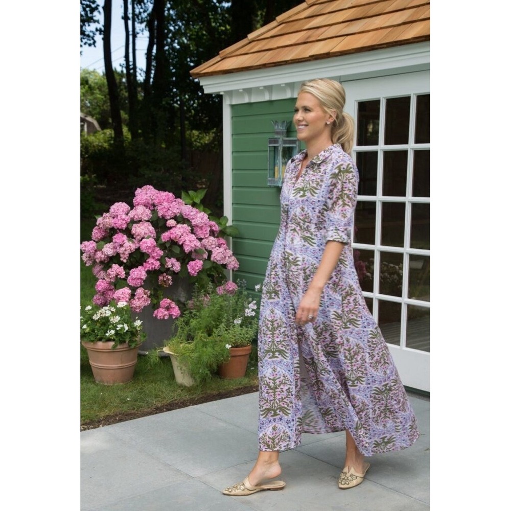 Julia Amory JA Shirt Dress Maxi Button Mughal Jardin Floral Print‎ Small